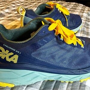 Hoka Challenger ATR 5 Navy and Yellow Trail Shoes
